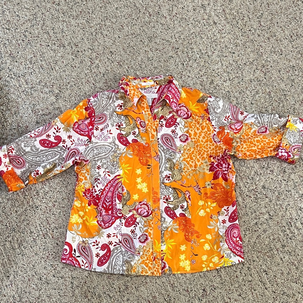 Chico's Vibrant Paisley Button Down Shirt